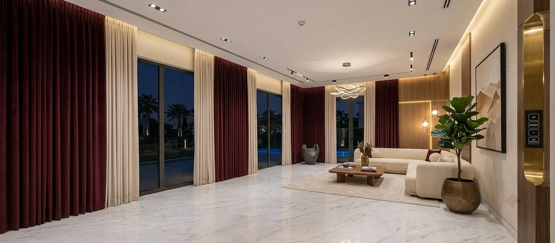 Emirates Hills Villa blackout curtains installation