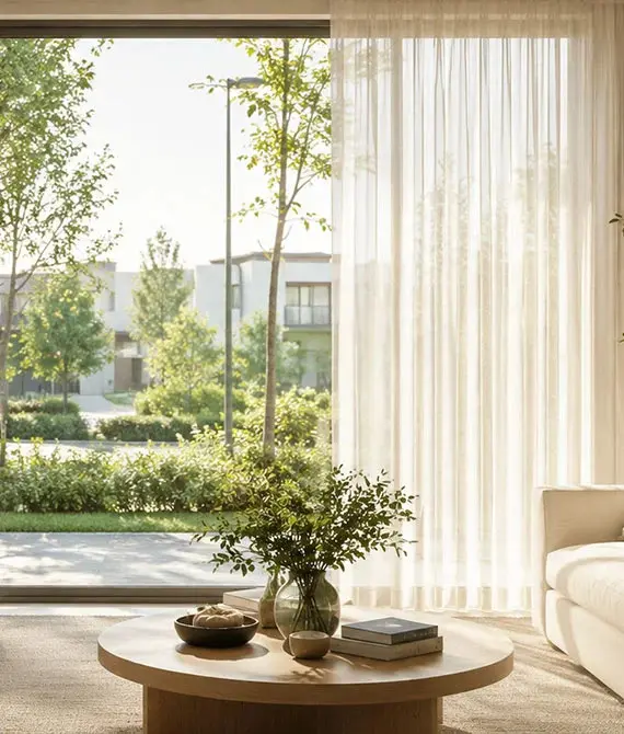 Green Community Sheer Curtains by Aura Curtains